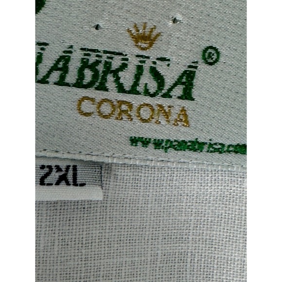 Panabrisa Corona Cubana Shirt 2XL Mens White Linen Guayabera Long‎ Sleeve Tropic - Picture 8 of 12